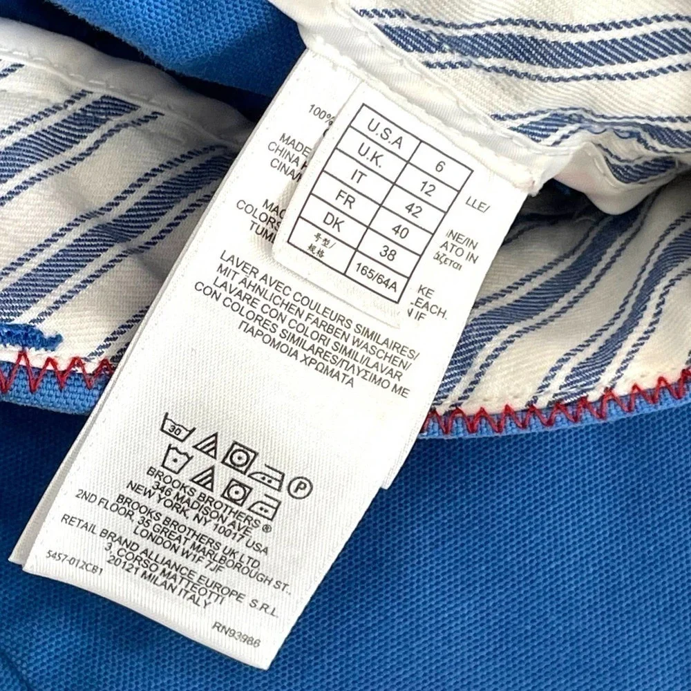 BROOKS Brother 346 Blue Mid Rise Natalie Fit Straight Chino Pants Women’s Size 6